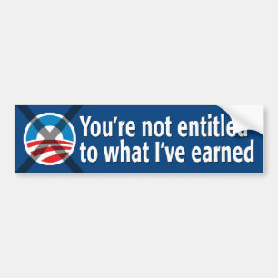 Adesivo Para Carro NO Entitlements: Anti-Obama Bumper Sticker