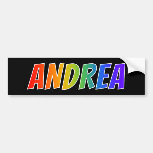 Adesivo Para Carro Nome "ANDREA": Coloração do arco-íris do