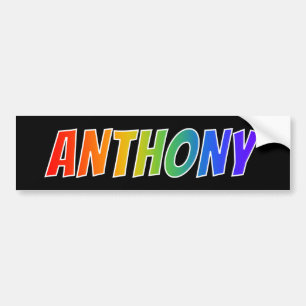 Adesivo Para Carro Nome "ANTHONY": Coloração do arco-íris do