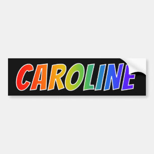 Adesivo Para Carro Nome "CAROLINE": Coloração do arco-íris do