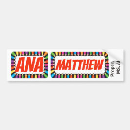 Adesivo Para Carro Nome de etiqueta de Ana e de Matthew com bordr