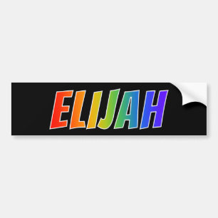 Adesivo Para Carro Nome "ELIJAH": Coloração do arco-íris do