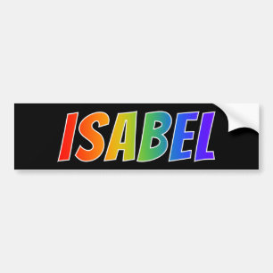 Adesivo Para Carro Nome "ISABEL": Coloração do arco-íris do