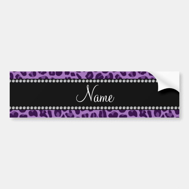 Adesivo Para Carro Nome personalizado padrão leopardo roxo (Frente)