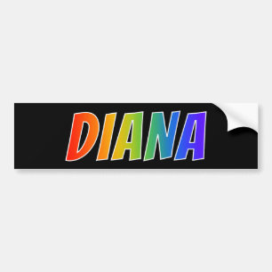 Adesivo Para Carro Nome próprio "DIANA": Cor do arco-íris