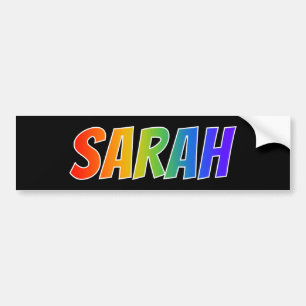Adesivo Para Carro Nome próprio "SARAH": Cor do arco-íris