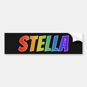 Adesivo Para Carro Nome "STELLA": Coloração do arco-íris do