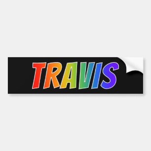 Adesivo Para Carro Nome "TRAVIS": Coloração do arco-íris do