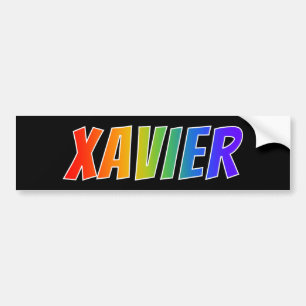 Adesivo Para Carro Nome "XAVIER": Coloração do arco-íris do