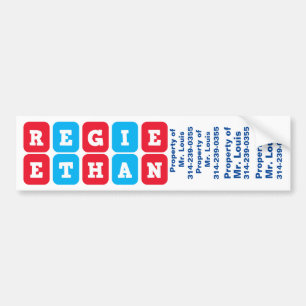 Adesivo Para Carro Nomes: Nametag de Regie e de Ethan/etiqueta