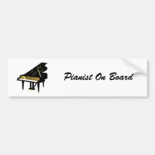 Adesivo Para Carro Notas Dourados e pretas da música do piano de