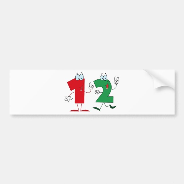 Adesivo Para Carro Número Feliz 12 (Frente)