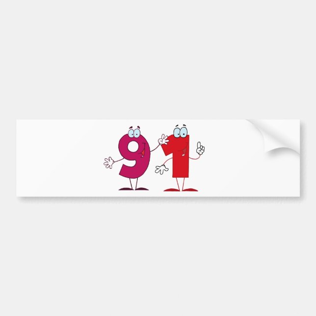 Adesivo Para Carro Número Feliz 91 (Frente)