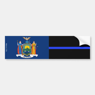 Adesivo Para Carro NY & Police Fino Blue Line Flag Bumper Sticker