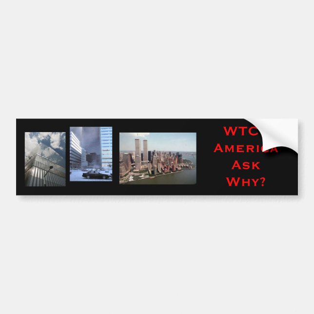 Adesivo Para Carro nyc, wtc7, wtc77, WTC7AmericaAsk porque? (Frente)