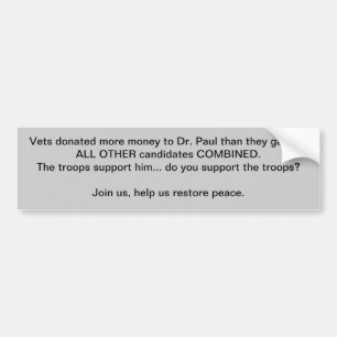 Adesivo Para Carro o apoio Ron Paul das tropas
