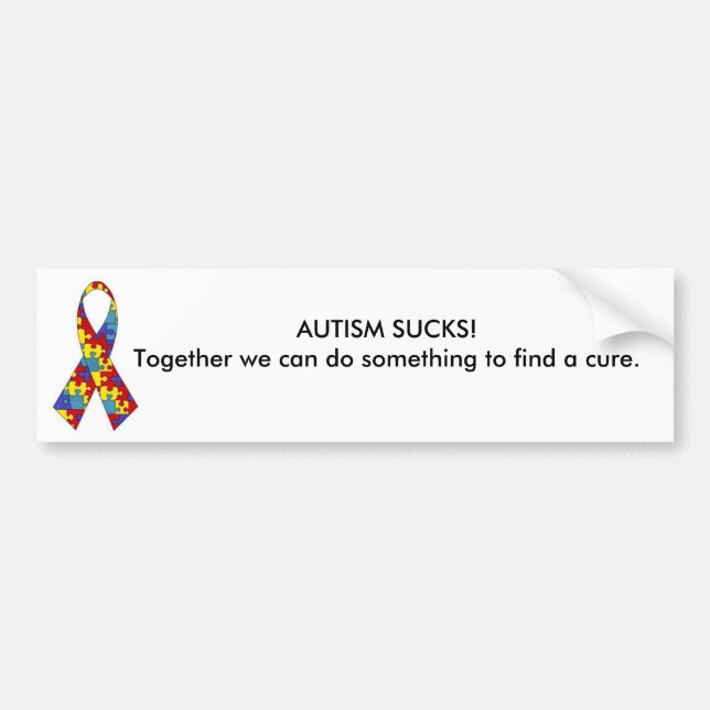 Adesivo Para Carro o autism_ribbon, AUTISMO SUGA! Junto nós podemos (Frente)