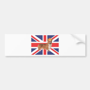 Adesivo Para Carro O Corgi da rainha com coroa e Union Jack