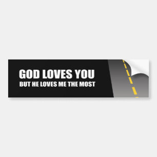 ADESIVO PARA CARRO O DEUS AMA-O, MAS AMA-ME MAIS
