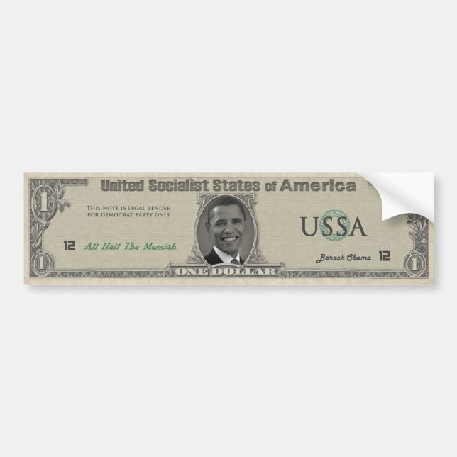 Adesivo Para Carro O dólar de Obama (Frente)