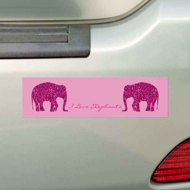 Adesivo Para Carro O falso elefante rosa cintilante brilha seu texto (No carro)