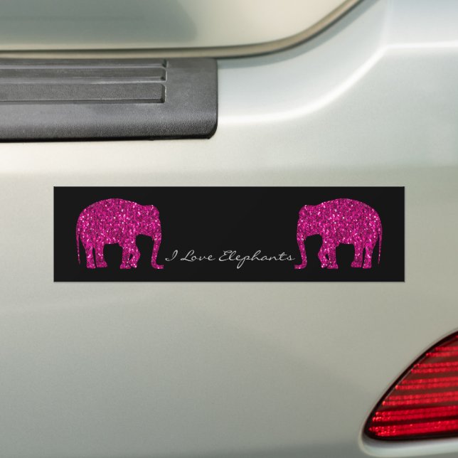 Adesivo Para Carro O falso elefante rosa cintilante brilha seu texto (No carro)