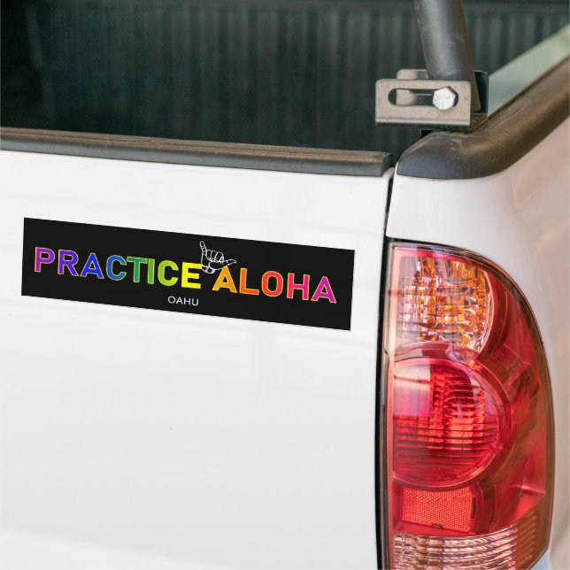 Adesivo Para Carro Oahu - Pratique Aloha Shaka (enforque-se) (No caminhão)