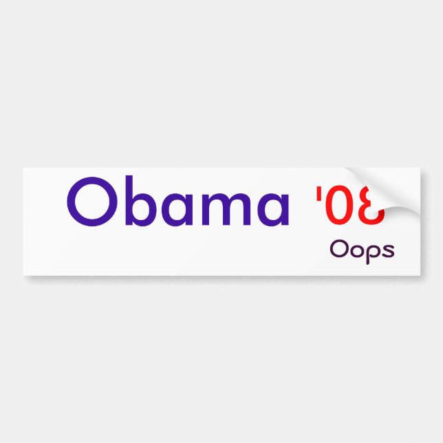 Adesivo Para Carro Obama, '08, oops (Frente)