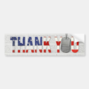 Adesivo Para Carro obrigado e o dog tags militar no tijolo