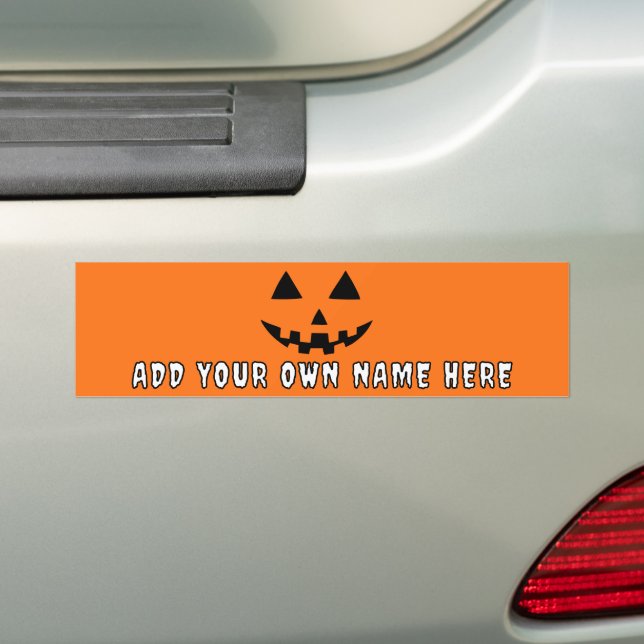 Adesivo Para Carro Orange Pumpkin Personalizado Halloween Seu Nome (No carro)