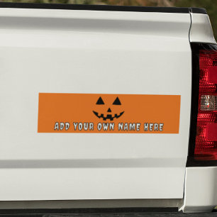 Adesivo Para Carro Orange Pumpkin Personalizado Halloween Seu Nome
