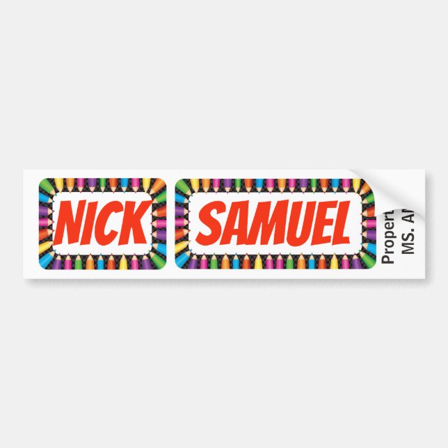 Adesivo Para Carro Os nomes de etiqueta NIck e Samuel (Frente)