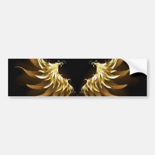 Adesivo Para Carro Ouro Angel Wings sobre fundo preto