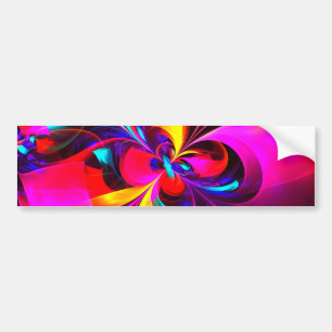 Adesivo Para Carro Padrão Azul Vermelho Abstrato Floral Moderno #07