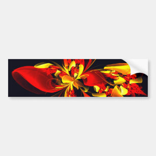 Adesivo Para Carro Padrão de Arte Abstrata Floral Amarelo Vermelho Mo