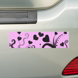 Adesivo Para Carro Padrão De Corações, Corações Negros, Pontos, Amor,
