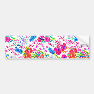Adesivo Para Carro Padrão de flores de aquarela coloridas