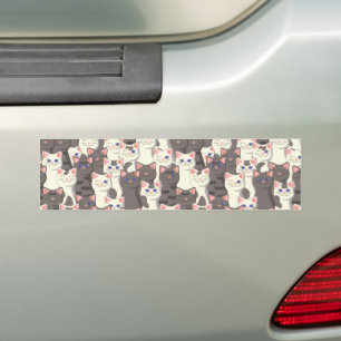 Adesivo Para Carro Padrão de gatos brancos e cinzas