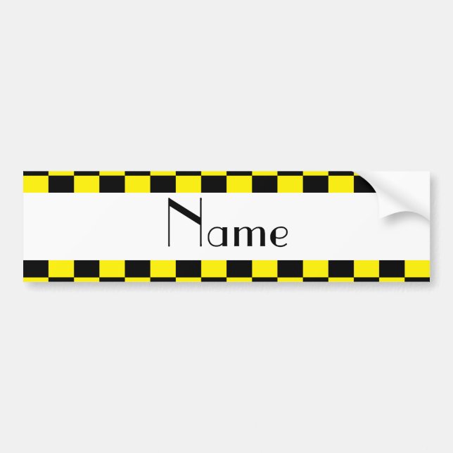 Adesivo Para Carro Padrão de verificação preto e amarelo (Frente)
