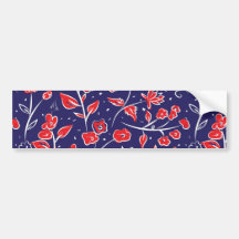 Padrão Floral Vermelho e Azul