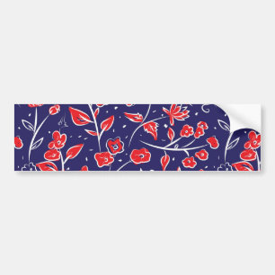 Adesivo Para Carro Padrão Floral Vermelho e Azul