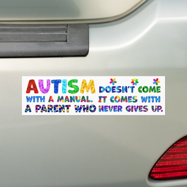 Adesivo Para Carro Pai do AUTISM nunca desiste (No carro)
