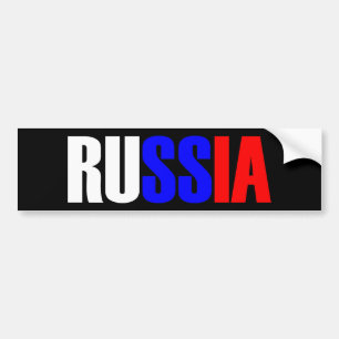 Adesivo Para Carro Palavra RÚSSIA em bandeira de cor tricolor do país