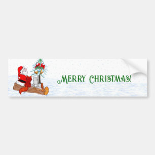 Adesivo Para Carro Papai Noel com Raposa e Esquilo do Coelho