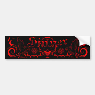 Adesivo Para Carro Pára-choque do crânio do pecador (vermelho)