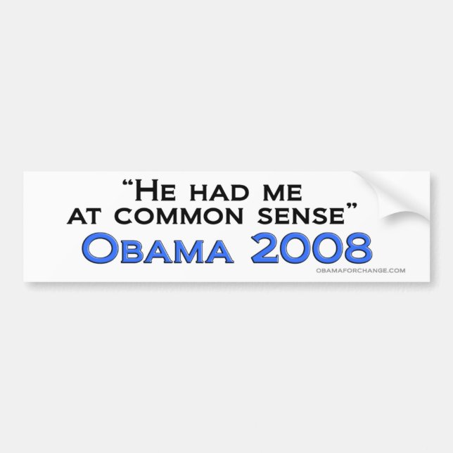 Adesivo Para Carro Pára-choque do senso comum de Obama (Frente)