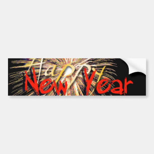 Adesivo Para Carro Pára-choque Feliz ano novo Red Fireworks 2019 S