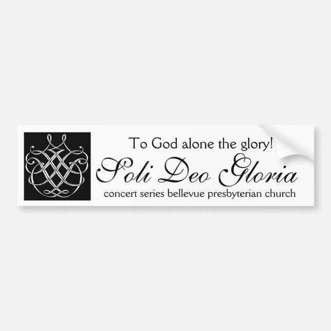 Adesivo Para Carro Pára-choque Sticket de Soli Deo Gloria (Frente)