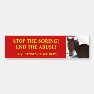 Adesivo Para Carro Pare o abuso do cavalo - caminhantes de Tennessee