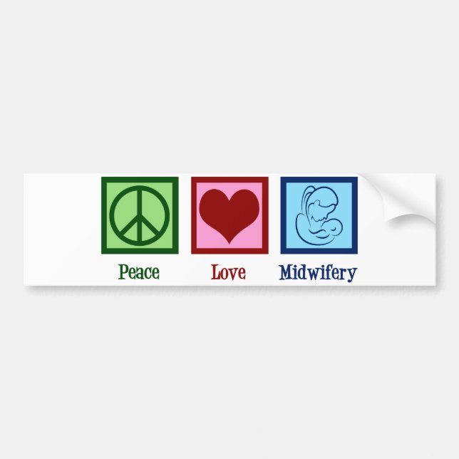 Adesivo Para Carro Parteira Cute de Midwifery Peace Love (Frente)